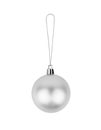 One silver glass ball on white background isolated close up, ÃÂ¡hristmas tree decoration, single shiny round bauble, new year