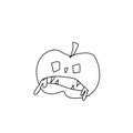 One simple terrible pumpkin for halloween.Scary illustration of hand drawn