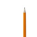 One simple yellow sharpened pencil vertically on a white background