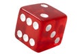 One single die used in the casino game of craps showing 2 on top isolated on white background with clipping path cutout concept