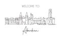 One single line drawing of Aberdeen city skyline, Scotland. Historical town landscape in the world. Best holiday destination wall