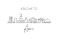 One single line drawing of Accra city skyline, Ghana. World historical town landscape home decor wall art poster print. Best