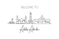 One single line drawing of Addis Ababa city skyline, Ethiopia. Historical town landscape home wall decor poster print. Best Royalty Free Stock Photo