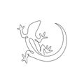 One single line drawing of adorable desert lizard reptile for company logo identity. Funny animal mascot concept for reptilian zoo