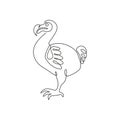One single line drawing of adorable fun dodo bird for logo identity. Extinct animal mascot concept for national conservation park