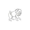 One single line drawing of adorable mandrill for company logo identity. Big beauty primate mascot concept for national