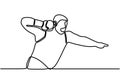 One single line drawing of athletic man exercise to throw shot put powerfully on the field vector illustration. Healthy lifestyle Royalty Free Stock Photo