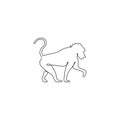 One single line drawing of baboon for company business logo identity. Primate animal mascot concept for corporate icon. Trendy