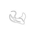 One single line drawing of beautiful stingray for logo identity. Large saltwater ray fish mascot concept for national sea fish Royalty Free Stock Photo