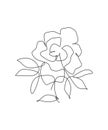 One single line drawing beauty rose flower vector illustration. Minimal tropical floral style, love romantic concept for poster,