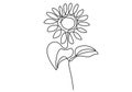 One single line drawing of beauty sunflower isolated on white background. Beautiful flower concept hand draw design vector