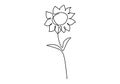 One single line drawing of beauty sunflower isolated on white background. Beautiful flower concept hand draw design vector Royalty Free Stock Photo