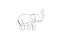 One single line drawing of big African elephant vector illustration. Protected species national park conservation. Safari zoo Royalty Free Stock Photo