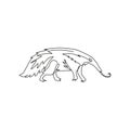 One single line drawing of big anteater for logo identity. Worm tongue animal mascot concept for national park icon. Modern