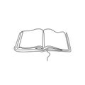 One single line drawing of book. Educational Idea concept minimalist design. Back to school theme