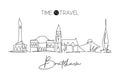 One single line drawing of Bratislava city skyline, Slovakia. Historical town landscape in the world. Best holiday destination. Royalty Free Stock Photo