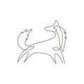 One single line drawing of cute fox company logo identity. City zoo icon concept. Trendy continuous line draw design vector