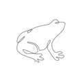 One single line drawing of cute frog for company logo identity. Amphibian animal icon concept. Modern continuous line vector draw