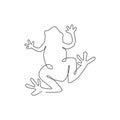 One single line drawing of cute frog for company logo identity. Amphibian animal icon concept. Trendy continuous line draw vector