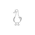 One single line drawing of cute funny white duck for company business logo identity. Little beauty swan mascot concept for public Royalty Free Stock Photo