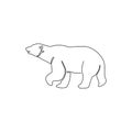 One single line drawing of cute grizzly bear for company logo identity. Business corporation icon concept from wild mammal animal