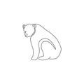 One single line drawing of cute grizzly bear for company logo identity. Business corporation icon concept from wild mammal animal