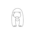 One single line drawing of cute grizzly bear for company logo identity. Business corporation icon concept from wild mammal animal