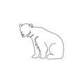 One single line drawing of cute grizzly bear for company logo identity. Business corporation icon concept from wild mammal animal