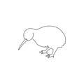 One single line drawing of cute kiwi animal for company business logo identity. Kiwi bird mascot concept for national conservation