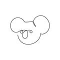 One single line drawing of cute koala head for business logo identity. Little bear from Australia mascot concept for traveling Royalty Free Stock Photo