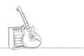 One single line drawing of electric guitar with amplifier. Stringed music instruments concept. Trendy continuous line draw graphic Royalty Free Stock Photo