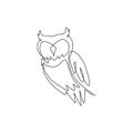 One single line drawing of elegant owl bird for company logo identity. Symbol of education, wisdom, wise, school, smart, knowledge Royalty Free Stock Photo