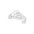 One single line drawing fresh Italian pizza logo vector graphic illustration. Fast food pizzeria Italy cafe menu and restaurant Royalty Free Stock Photo