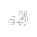 One single line drawing of harvester tractor for farming harvest vector illustration, commercial vehicle. Heavy machines vehicles Royalty Free Stock Photo