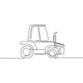 One single line drawing of harvester truck for harvest farming vector illustration. Business heavy tractor machines vehicles Royalty Free Stock Photo