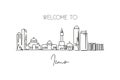 One single line drawing Izmir city skyline, Turkey. World historical town landscape home decor wall poster print. Best place