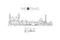 One single line drawing of Kabul city skyline, Afghanistan. World historical town landscape. Best holiday destination postcard Royalty Free Stock Photo