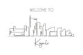 One single line drawing Kigali city skyline, Rwanda. Historical place landscape in world postcard art. Best holiday destination.