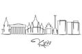 One single line drawing of Kyiv city skyline, Ukraine. Historical town landscape in world. Best holiday destination wall decor art