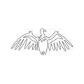 One single line drawing of large vulture for zoo logo identity. Scavenging bird of prey mascot concept for national conservation Royalty Free Stock Photo