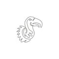 One single line drawing of large vulture for zoo logo identity. Scavenging bird of prey mascot concept for national conservation Royalty Free Stock Photo