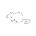 One single line drawing of little cute funny mouse for logo identity. Adorable rodent rodent mascot concept for animal icon. Royalty Free Stock Photo