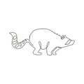 One single line drawing of lovely funny raccoon for logo identity. Cute racoon animal mascot concept for pet lover club icon.