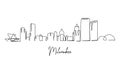 One single line drawing of Milwaukee city skyline, USA. Historical town landscape. Best holiday destination home wall decor poster Royalty Free Stock Photo