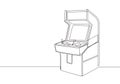 One single line drawing of old retro classic arcade video game machine at game center. Vintage coin based console game concept Royalty Free Stock Photo