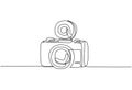 One single line drawing of old retro lomo plastic photo camera. Vintage classic lomography equipment concept. Continuous line draw Royalty Free Stock Photo