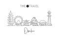 One single line drawing of Osaka city skyline, Japan. Historical town landscape. Best holiday destination home decor wall art