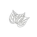 One single line drawing of pile healthy organic betel leaf for farm logo identity. Mouth freshener utility concept for plant icon