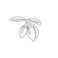 One single line drawing of pile healthy organic goji berries for orchard logo identity. Fresh gojiberry fruitage concept for fruit
