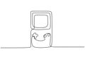 One single line drawing of portable arcade video game watch. Vintage console game item hand-draw minimalism design isolated on Royalty Free Stock Photo